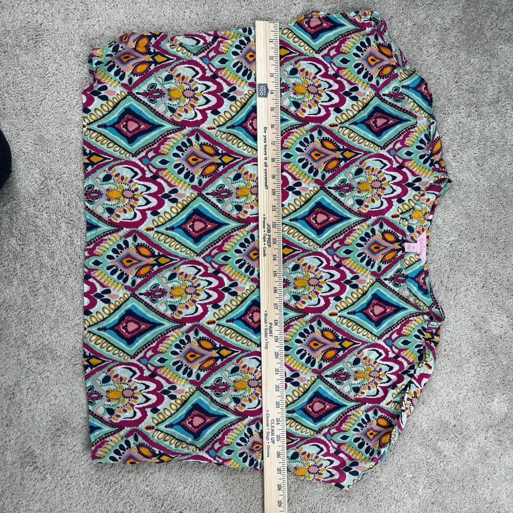 Lilly Pulitzer Silk Crown Jewels Trace Cold Shoulder Top Oversized Preppy XS - Picture 7 of 7